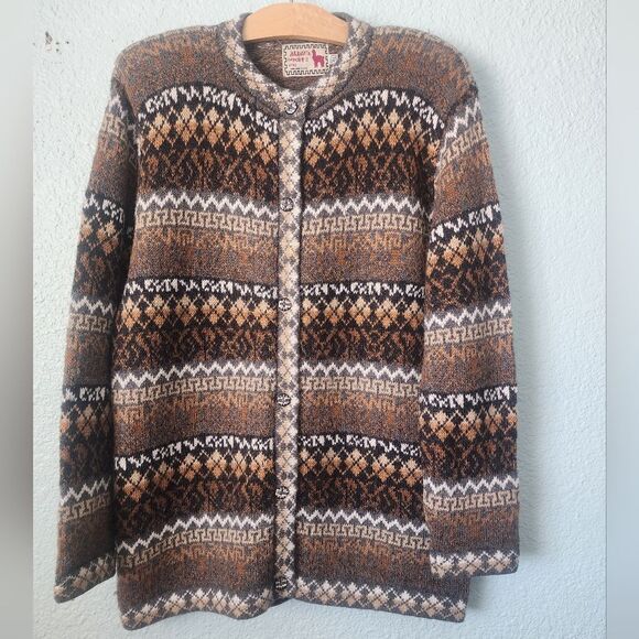 Alpaca Imports Patterned Cardigan Sweater Alpaca Wool - Picture 2 of 9